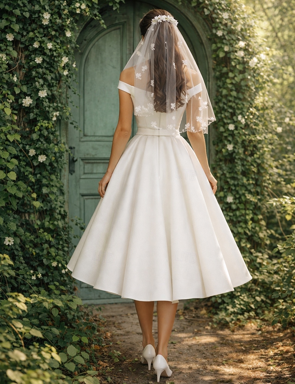 sleeveless off the shoulder women's short white wedding dresses Jane Summers Josephine Simple Courthouse & Civil Ceremony Dress 4 / White , female , adult Shoulder Organza Wedding Dress is a must Short Satin Aline Wedding Dresses