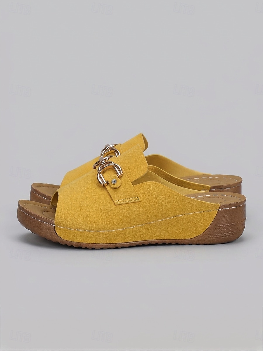 Women's Yellow Open-Toe Mule Slides with Chain – Comfortable Casual Sandals for Daily, Garden Wear and Travel Wear 2026 - $24.99 –P2