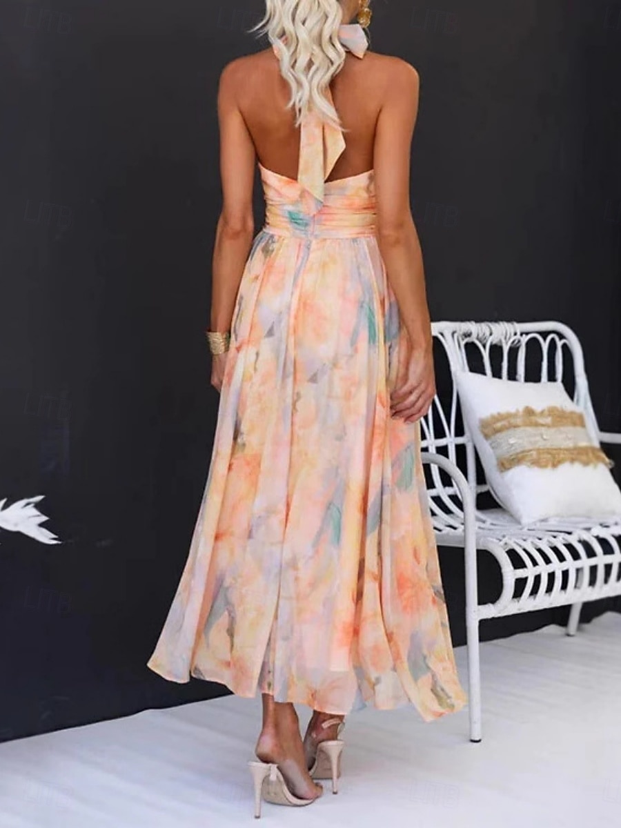 Γυναικεία Μακρύ φόρεμα Φόρεμα για τον ήλιο Φορέματα σιφόν Floral φόρεμα Φόρεμα με λαιμόκοψη Κομψό Μοντέρνα ΕΞΩΤΕΡΙΚΟΥ ΧΩΡΟΥ Παραλία Διακοπές Κανονικό Φλοράλ Αμάνικο Λαιμός Πορτοκαλί Καλοκαίρι Άνοιξη 2026 - $32.99 –P2