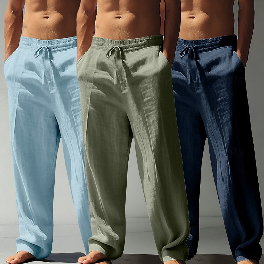 Per uomo Pantaloni di Lino Pantaloni Pantaloni Estivi Pantaloni Larghi Pantaloni da Spiaggia Coulisse Elastico in vita Gamba Dritta Tinta unica Leggero Traspirante Lunghezza intera Casuale Quotidiano del 2026 a $49.99 –P2
