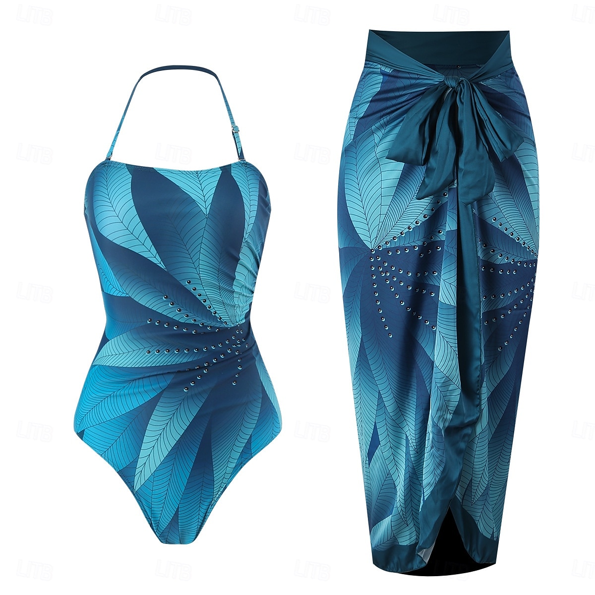Women's Swimwear One Piece Monokini Swimsuit Tummy Control High Waist Slim Backless Vacation Beach Wear Ombre Leaves Halter Neck Sleeveless Bathing Suits 2026 - $48.99 –P1