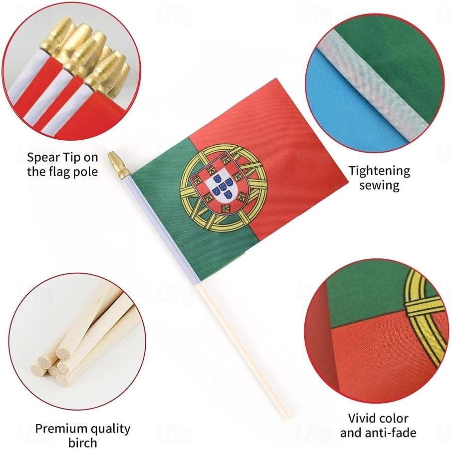 25Pack Small Portugal Flag Handheld Mini Portuguese Flags on Stick 5x8 Inch for Soccer World Summer Cup Match, Sports Events, Party Decorations, Fans Cheering 2026 - $16.99 –P2