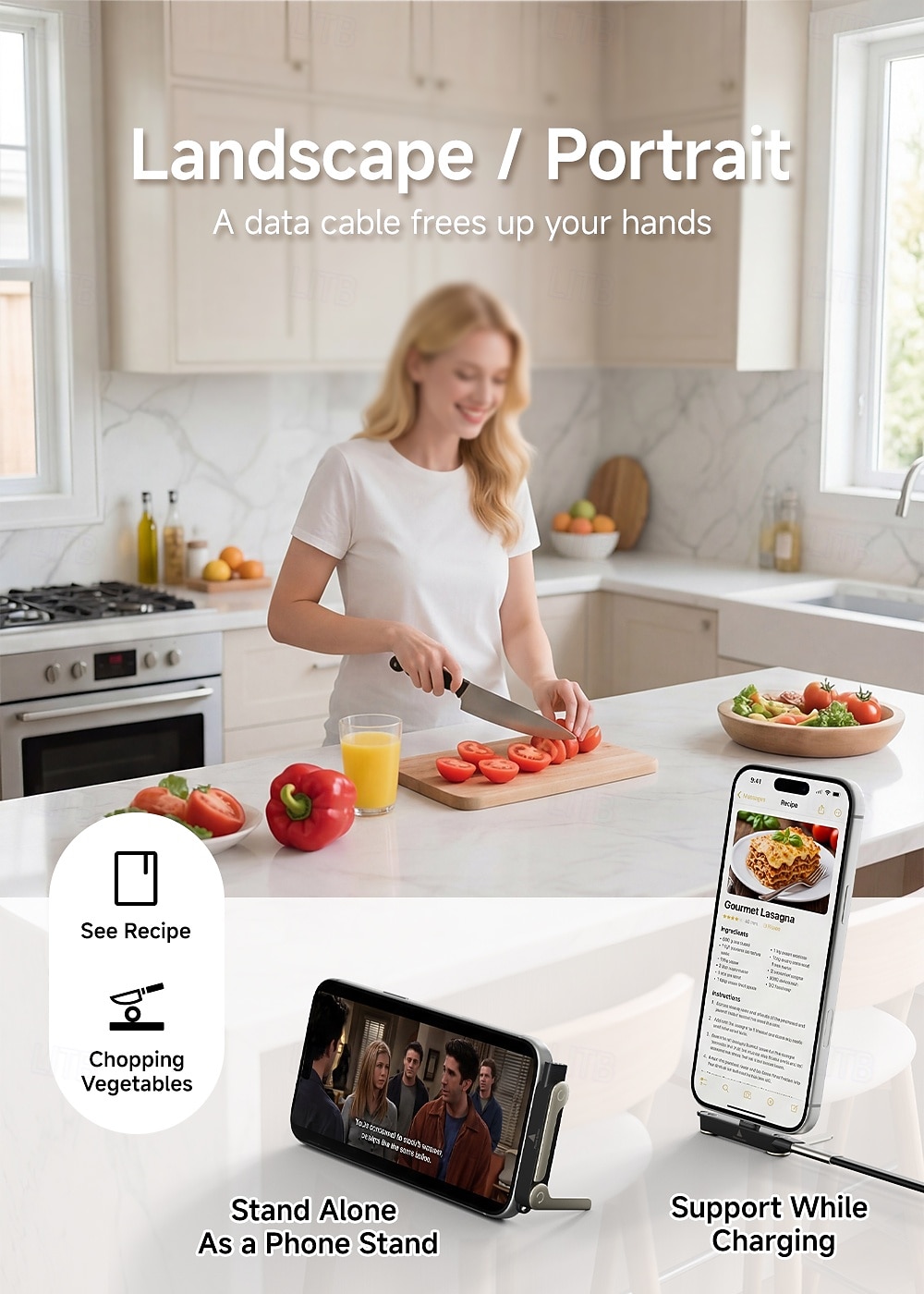 Καλώδιο φόρτισης υψηλής ισχύος 240w τύπου C με βάση στήριξης, σχεδιασμός 2 σε 1 για φόρτιση &Προβολή hands-free, γρήγορη μεταφορά 480mbps, υλικό υγρής σιλικόνης, κέλυφος από κράμα ψευδαργύρου, 2026 - $22.99 –P3