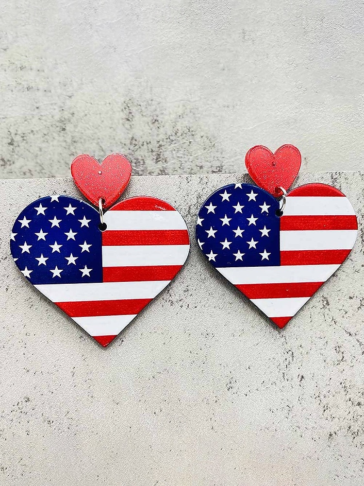 Women's Acrylic Patriotic Dangle Earrings, Multi-Style Sunflower, Star and Heart American Flag Earrings for USA 250th Anniversary, Independence Day, Casual Wear, Travel and Vacation Styling 2026 - $7.99 –P8