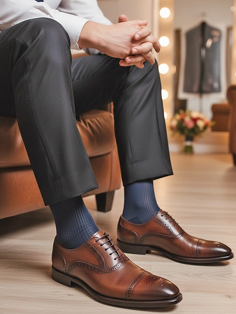 Мужские дышащие полосатые носки из полиэстера, различные цвета, элегантный аксессуар для торжественных случаев, свадеб, вечеринок и повседневной деловой одежды. 2026 - $7.99 –P1