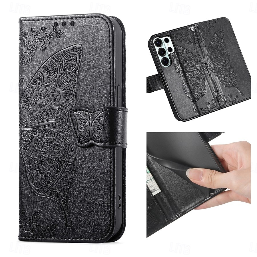 Phone Case For Samsung Galaxy S26 S26 Plus S26 Ultra Wallet Case Flip Cover with Wrist Strap Kickstand Butterfly Retro TPU PU Leather 2026 - $14.99 –P22