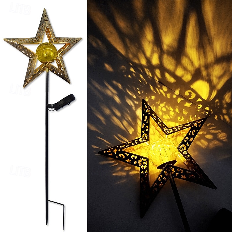 lampes solaires de jardin décoratives d'extérieur, soleil &Lampe à piquer en métal avec globe en verre craquelé effet lune, lumière LED blanc chaud étanche, décoration pour allée, pelouse, terrasse, de 2026 ? $25.99 –P2