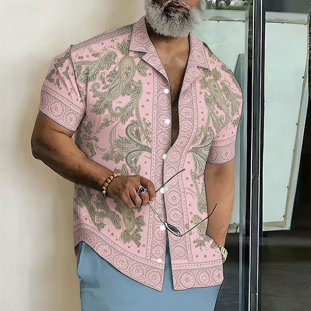 Per uomo Paisley Stampa Floreale Etnico Camicia Camicia con Bottoni Camicia con collo camp Manica Corta Vintage Retrò Abbigliamento casual alla moda Vacanza Estate Primavera Colletto cubano Stampa 3D del 2026 a $25.99 –P2