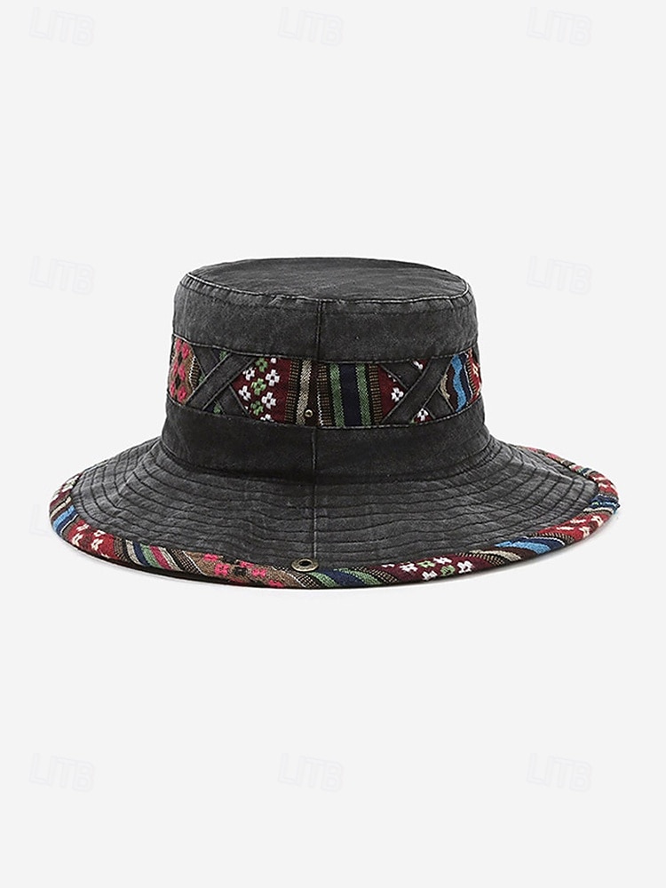 Ανδρικό καπέλο bucket από μείγμα βαμβακιού σε μποέμ στιλ με έθνικ σχέδια, πολύχρωμο σχέδιο – ιδανικό για καθημερινή χρήση και ταξίδια διακοπών 2026 - $11.99 –P8