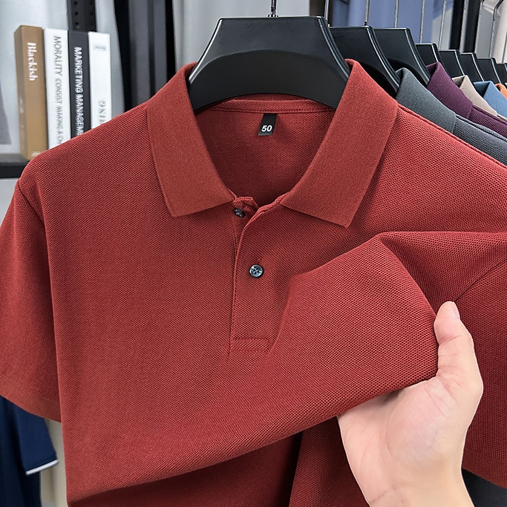 Men's Polo Polo Shirts Casual Vacation Lapel Short Sleeve Fashion Modern Plain Buttons Plain Summer Spring Regular Fit Lake blue Black White Yellow Pink Red Polo 2026 - $18.99 –P16