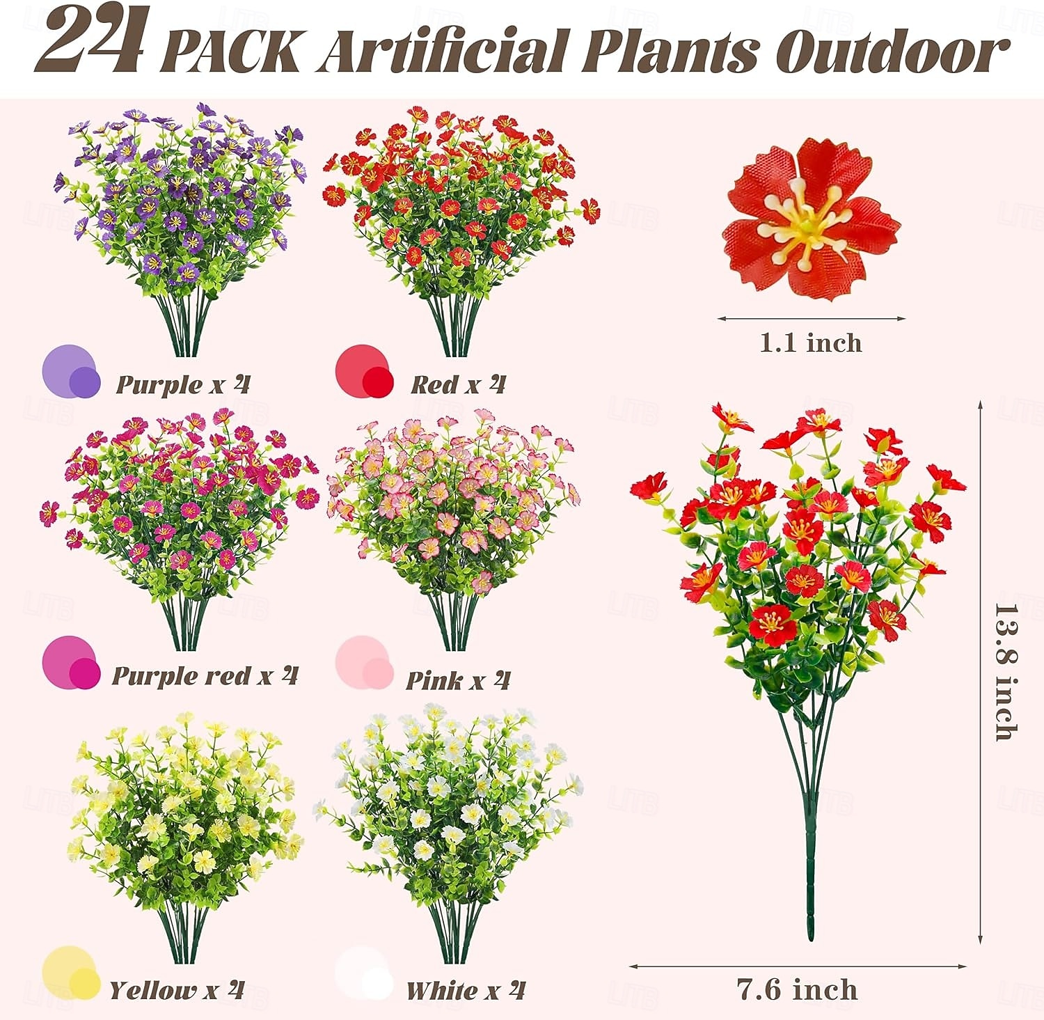 24 Bündel künstliche Gänseblümchen für die Frühlingsdekoration im Garten, auf der Veranda oder im Landhausstil. UV-beständige Kunstblumen für Terrasse, Garten, Balkonkasten, Pflanzgefäße und 2026 - $38.99 –P2