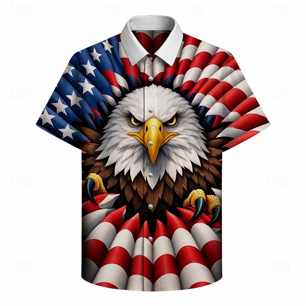 Blouse / Shirt Geometic Independence Day Retro Vintage 1970s Short Sleeves for Men's Adults'  for 4th of July Party Independence Day 2026 - $23.99 –P3