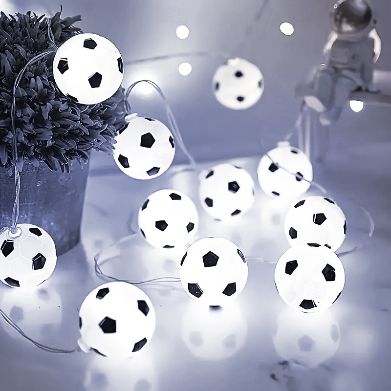 1 cadena de luces LED de 2 m y 10 ledes para balón de fútbol: luces LED de interior con caja de batería, luz cálida, luz blanca y opciones de luz de colores para sala de estar, dormitorio, fiesta y 2026 - $10.99 –P1