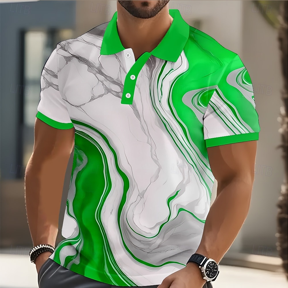 Herren Geometrisch Poloshirts Kurzarm Polo-Shirts Hemden mit Kragen Lässig Athleisure Knöpfe Sommer Frühling Blau Rote Purpur 2026 - $10.49 –P3