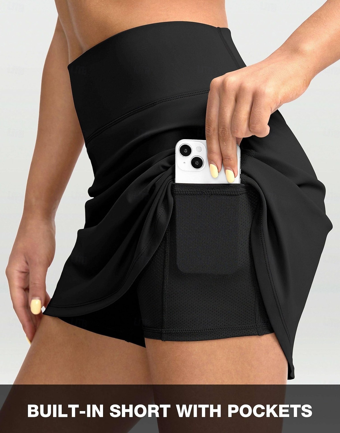 Dam Solid färg Avslappnad kjol Tennis Skort Tenniskjolar med shorts Ficka Snabb tork Andningsfunktion Volleyboll Tennis Badminton Kjolar Brist Svart Mörkblå Grå Tenniskläder 2026 - $9.99 –P3