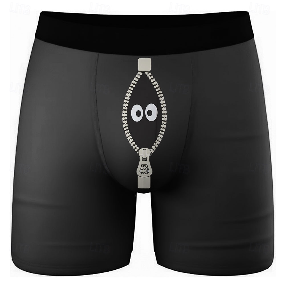 Муж. Мультипликация Большие глаза Имитация молнии Эластичные боксерские трусы Плавки Боксерские шорты для плавания Веселая Повседневные Дом Пляжный отдых 2026 - $16.99 –P2