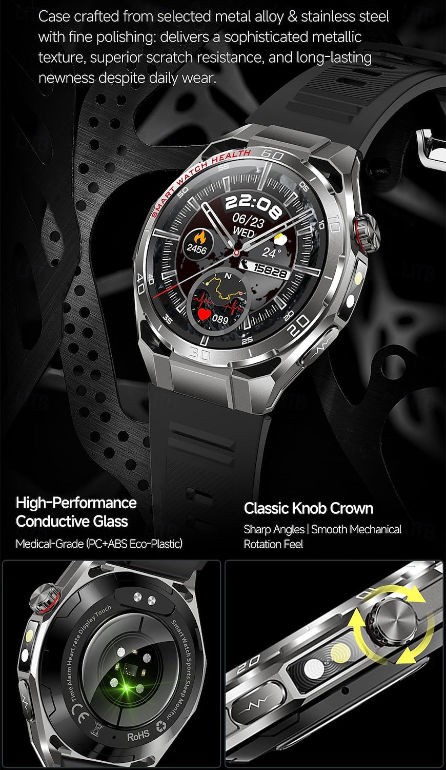 iMosi TK40 Slimme horloge 1.47 inch(es) Smartwatch met Bluetooth-belfunctie Stappenteller Gespreksherinnering Activiteitentracker Compatibel met: Android iOS Uniseks Handsfree bellen Mediabediening 2026 - $88.99 –P2
