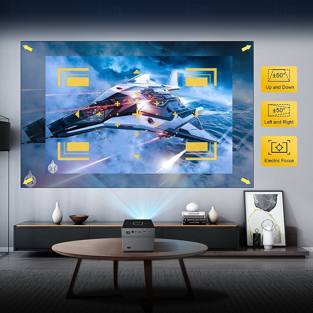 Přenosný mini chytrý projektor s Wi-Fi a Bluetooth, 2 GB + 16 GB Android, 720p LCD displej s podporou 4K/8K, hlasové dálkové ovládání domácího kina pro hraní her a filmů, dárek pro fotbalové fanoušky 2026 - $188.99 –P4