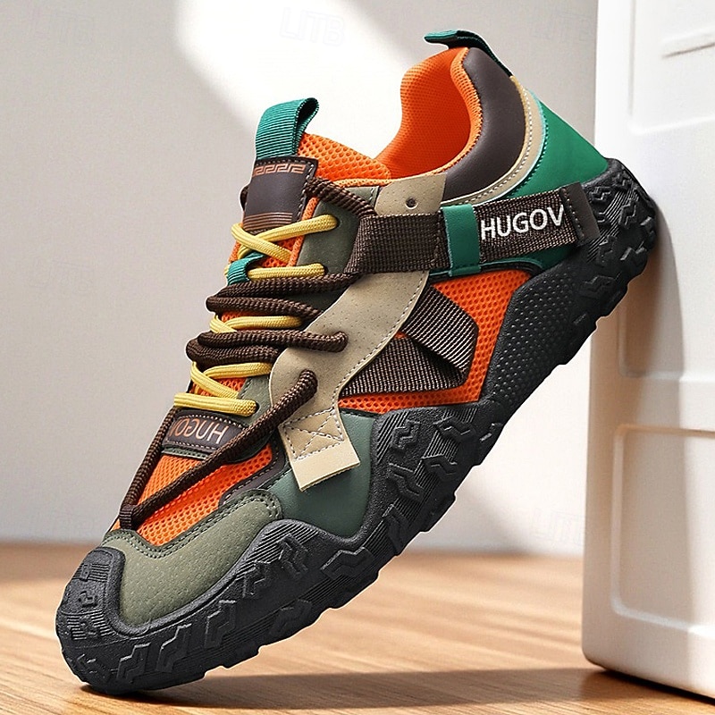 męskie buty sportowe typu adventure trail z wielokolorowymi paskami, oddychające i wytrzymałe, idealne na piesze wędrówki, sporty na świeżym powietrzu i do codziennego użytku 2026 - $42.99 –P1