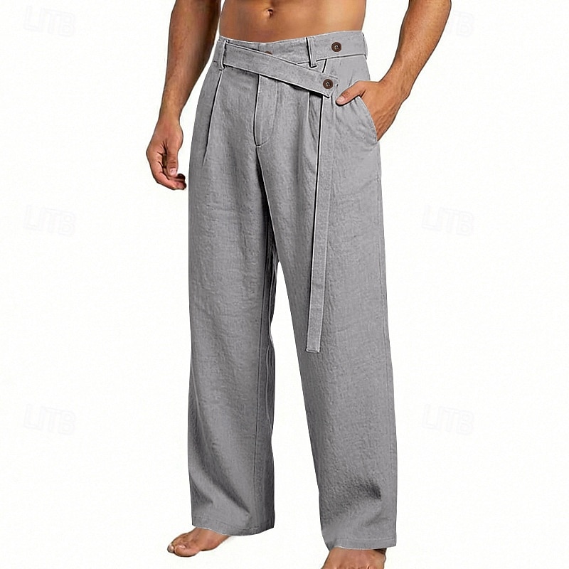 Per uomo Pantaloni di Lino Pantaloni Pantaloni Estivi Elastico in vita Gamba Dritta Semplice Comodità Traspirante Lunghezza intera Casuale Spiaggia Ferie Moda Designer Blu Nero Micro-elastico del 2026 a $29.99 –P10