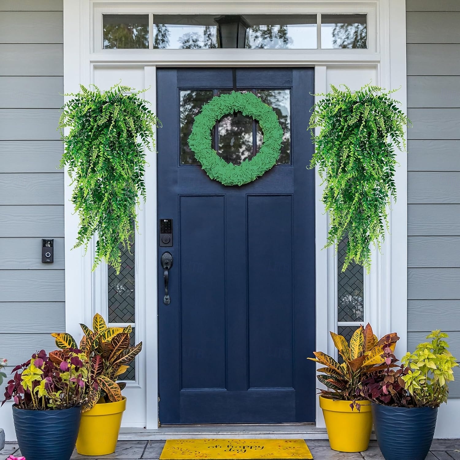 4 balení umělých závěsných rostlin, bostonské kapradiny, umělá závěsná rostlina, umělý břečťan, popínavá rostlina, zeleň, UV odolné plastové rostliny pro vnitřní i venkovní použití, pokoj, zeď, 2026 - $23.99 –P4