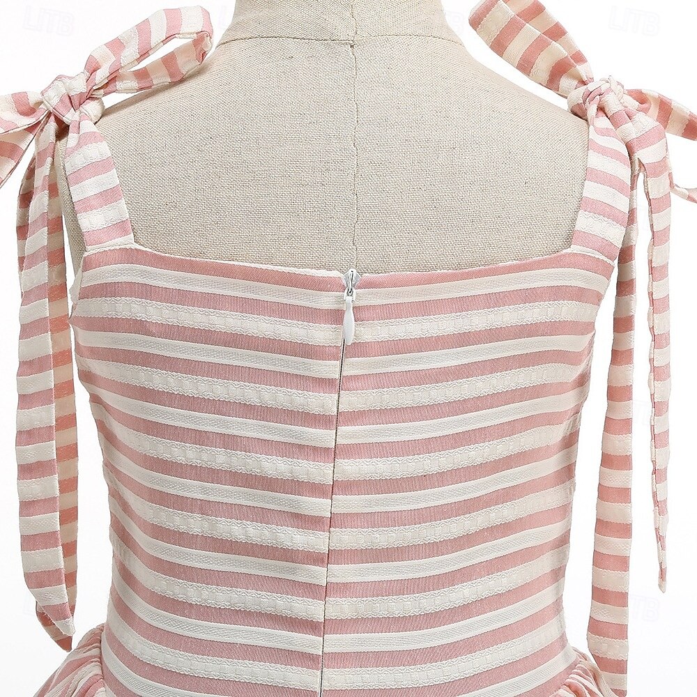 Femtiotal Retro / vintage Knälång Klänningar Rockabilly Flare Klänning Ärmlös Randig Maskeradkläder Flickor Halloween Karnival Maskerad Bal Kvällsfest Förlovningsfest Barn Klänning Hemkomstklänningar 2026 - $38.99 –P6