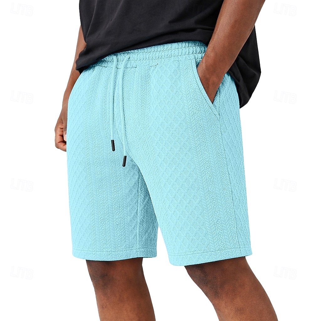 Men's Shorts Casual Shorts Jacquard Pocket Plain Textured Comfort Breathable Above Knee Casual Outdoor Beach Vacation Fashion Navy Blue Light Grey Micro-elastic 2026 - $17.99 –P4