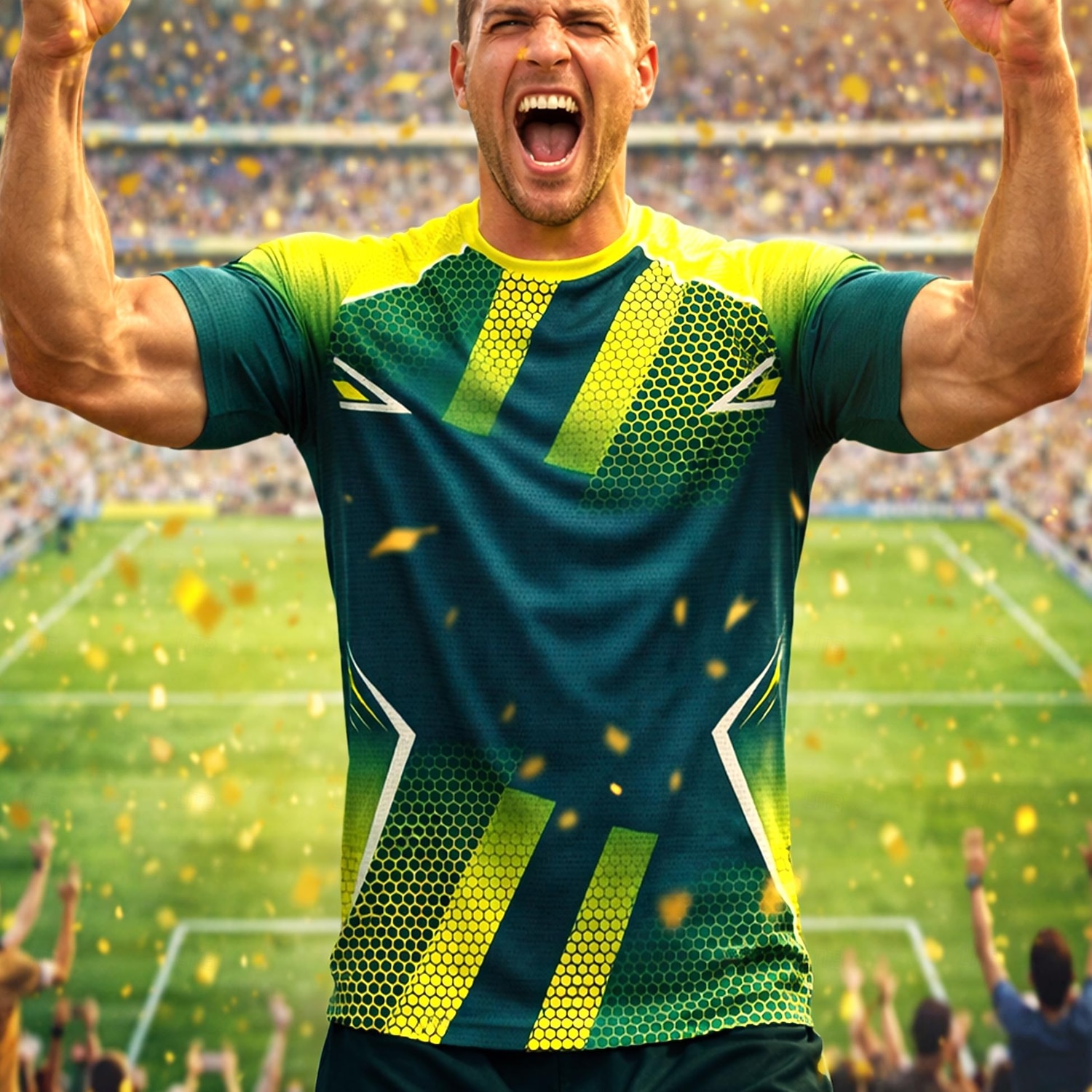 Men's Soccer Jersey Geometric Gradient Letter & Number Running Top Athletic T-shirt Summer Color Block Short Sleeve UPF 50 Quick Dry Moisture Wicking Breathable Tournament Football Gym Running 2026 - $18.99 –P2