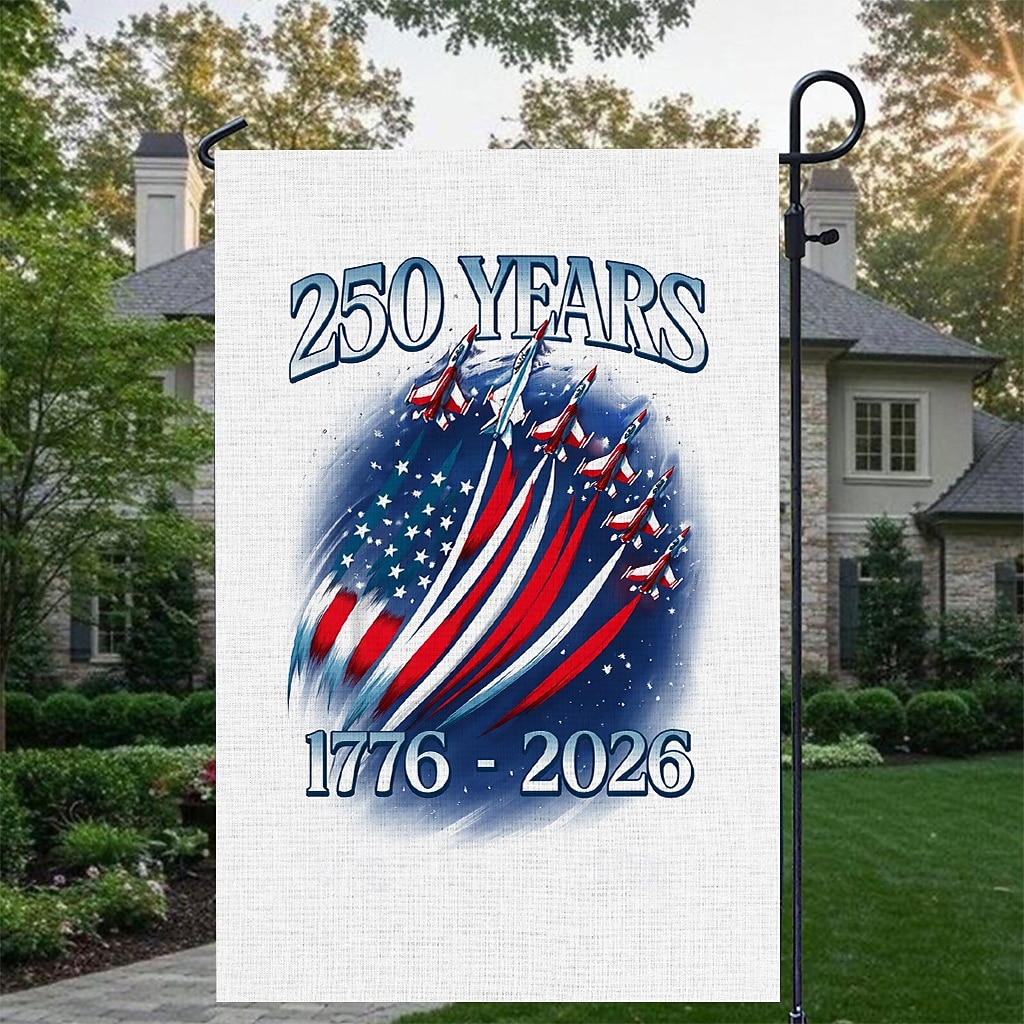 2 stk. 250-årsjubileumsflagg med USA-flagg, dobbeltsidig utendørs patriotisk hageflagg med Frihetsgudinnen, dekorasjoner til 4. juli for USAs 250-årsfeiring, varer fra USA, minnesmerke 1776-2026 2026 - $18.99 –P8