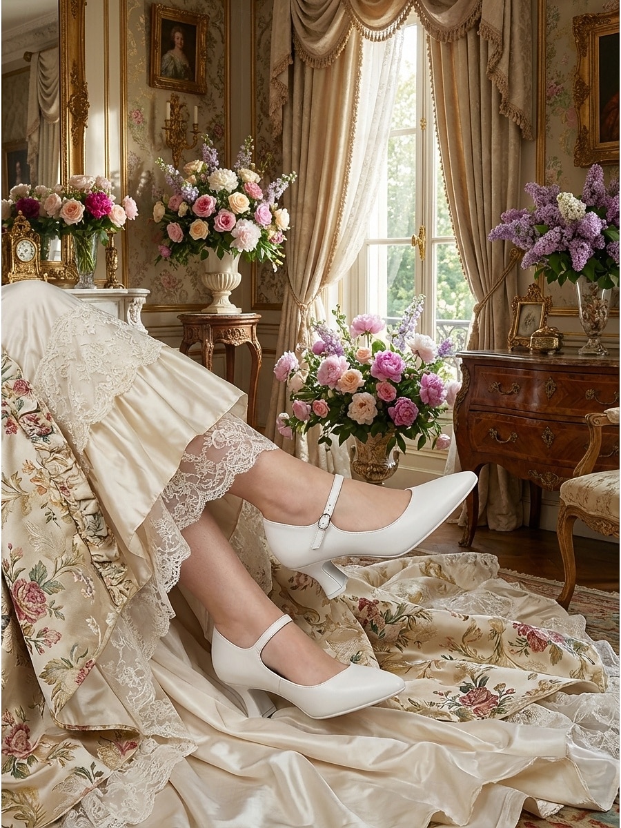 נעלי מרי ג'יין בצבע ויקטוריאני רטרו זהב לנשים - עקבים אלגנטיים עם חריצים מחודדים וגימור מטאלי &רצועת קרסול למסיבות וינטג', חתונות &תלבושות רוקוקו 2026 - $46.99 –P1