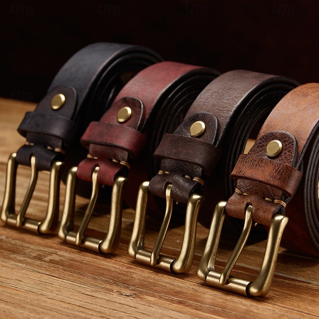 Ανδρικά Ζώνη Αυτόματη πόρπη γνήσιο δέρμα Χαλκός Κομψό στυλ street Σύγχρονο Καθημερινό Χαλάρωση Συμπαγές Χρώμα Κόκκινο Κρασιού Μαύρο Καθημερινά Επιχείρηση Επίσημο Ζώνη μέσης 2026 - $53.99 –P1