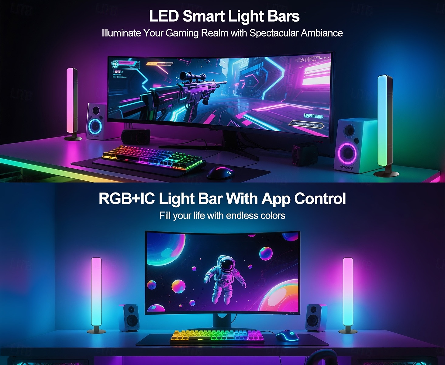 2 Packs RGB Gaming Ambient Lights, Sound-Activated LED Desk Lamps, Wireless WiFi Smart Night Lights for PC, Desktop, Gaming Room, Voice-Controlled LED Mood Lighting 2026 - $26.99 –P3