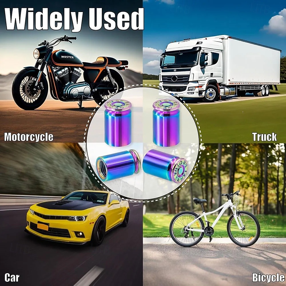 4PCS Bullet Shell Tire Valve Stem Caps, Aluminum Alloy Car Air Stem Cap for Cars, SUV, Trucks, Bikes, Motorcycles, Bicycles 2026 - $9.99 –P6
