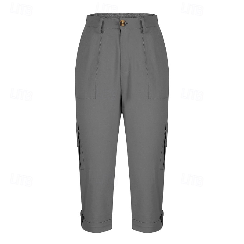 Per donna Pantaloni Cargo Pantaloni capri Chinos Vacanza Streetwear Casual Lunghezza al polpaccio Vita media Semplice Tasca Fascia Elastica Comodo Comodità Inelastico Quotidiano All'aperto Streetwear del 2026 a $33.99 –P8