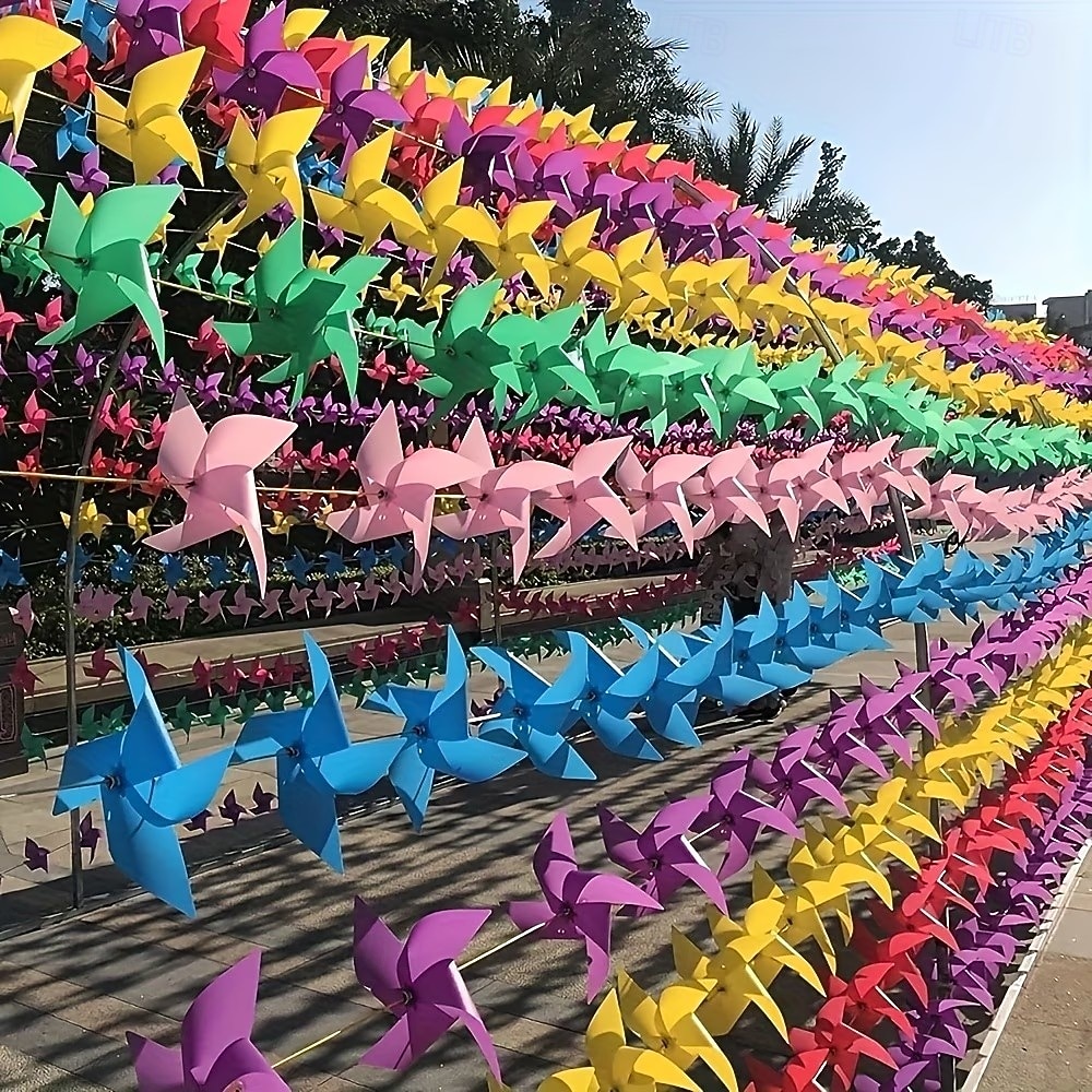 100 unidades - Guirnalda de molinillos de viento de 4 hojas, molinillos de plástico coloridos, incluye 30 metros de hilo, perfectos para bodas, cumpleaños, fiestas y decoración de jardines. 2026 - $19.99 –P2