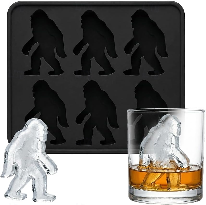 Forma de gelo Pé Grande, formas de gelo Pé Grande, cubo de gelo de silicone Sasquatch com 6 cavidades &Bandeja de picolés para drinks de Halloween com uísque, fácil de desenformar. &Pode ser lavado na de 2026 por $16.99 –P1
