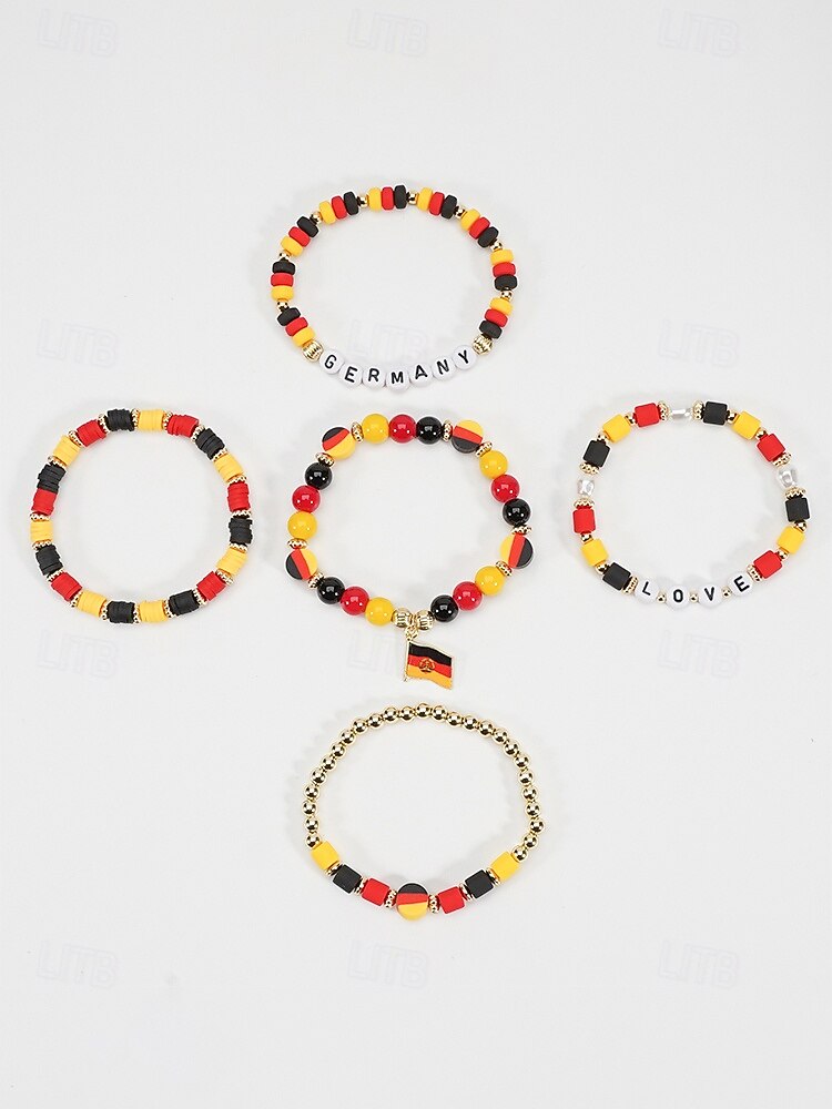 Damen-Armbandset in Flaggenfarben, stapelbarer Fächerschmuck aus Legierung in verschiedenen Länderdesigns für Fußballspiele, Teamunterstützung, lässige Alltagskleidung und Spieltagsoutfits. 2026 - E£512.24 –P5