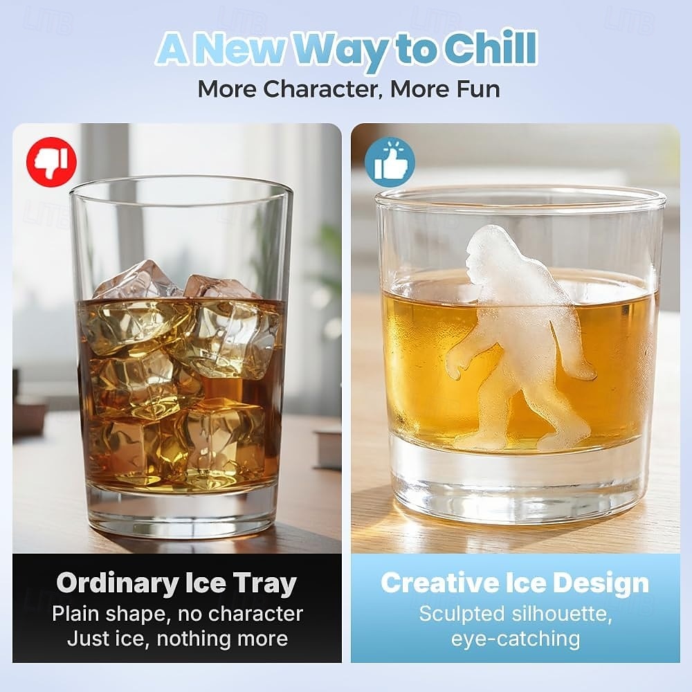 Forma de gelo Pé Grande, formas de gelo Pé Grande, cubo de gelo de silicone Sasquatch com 6 cavidades &Bandeja de picolés para drinks de Halloween com uísque, fácil de desenformar. &Pode ser lavado na de 2026 por $16.99 –P6