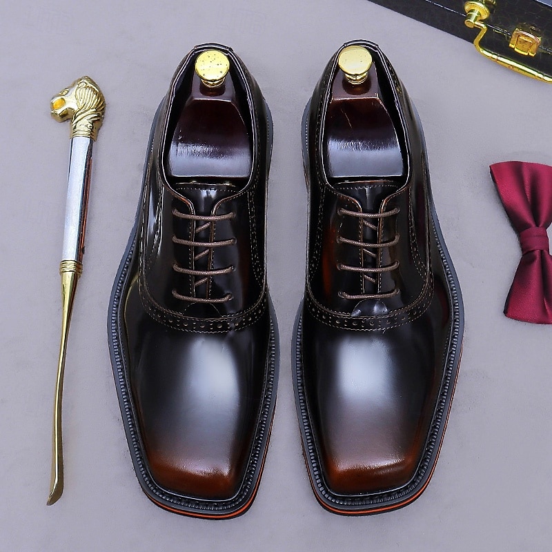 Chaussures habillées Oxford pour homme, en cuir noir et marron, à lacets, bout rapporté, idéales pour les mariages, le bureau, les réunions, les banquets, les cérémonies du marié, l'église et les soirées élégantes. de 2026 ? $109.99 –P1