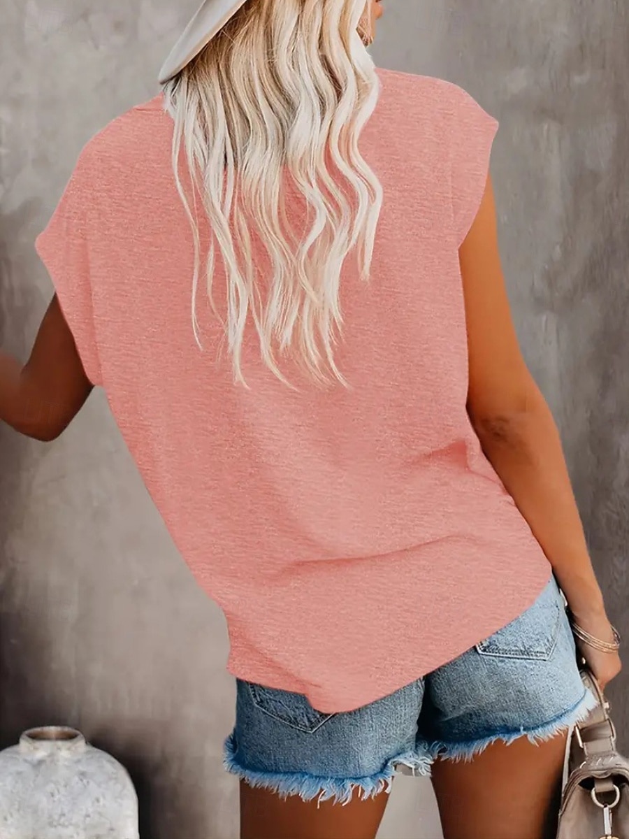 Damen Bluse Tasche Einfach Vintage Stilvoll Ärmellos Rundhalsausschnitt Normale Oberteile Täglich Ferien Ausgehen Schwarz Gelb Rosa Purpur Grün Sommer Frühling 2026 - $19.99 –P2