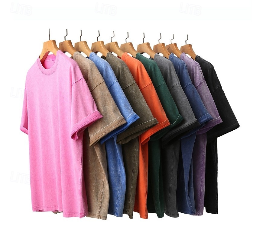 Bărbați Tricou Cămașă de spălat cu acid 100% bumbac Tee Top Manșon scurt Stil Nautic Vară Primăvară Toamnă Simplu Retro / vintage Casual Stil Vintage Vopsit în haine Îndurerat Casual Albastru piscin 2026 - $28.99 –P3
