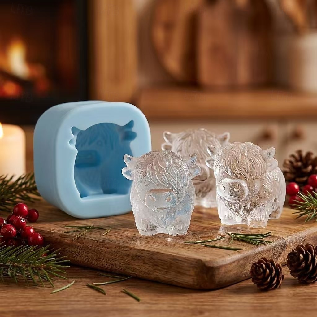 Moule à glaçons mini vache des Highlands, bac à glaçons 3D mignon en silicone pour whisky et cocktails &machine à glaçons réutilisable en forme d'animal pour boissons, accessoires de bar, café glacé de 2026 ? $9.99 –P9