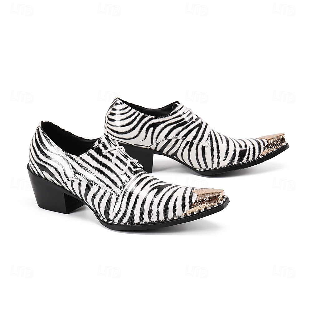 Herenloafers van leer met zebraprint – hoogwaardige modeschoenen voor speciale gelegenheden en avondjes uit. 2026 - $109.99 –P5