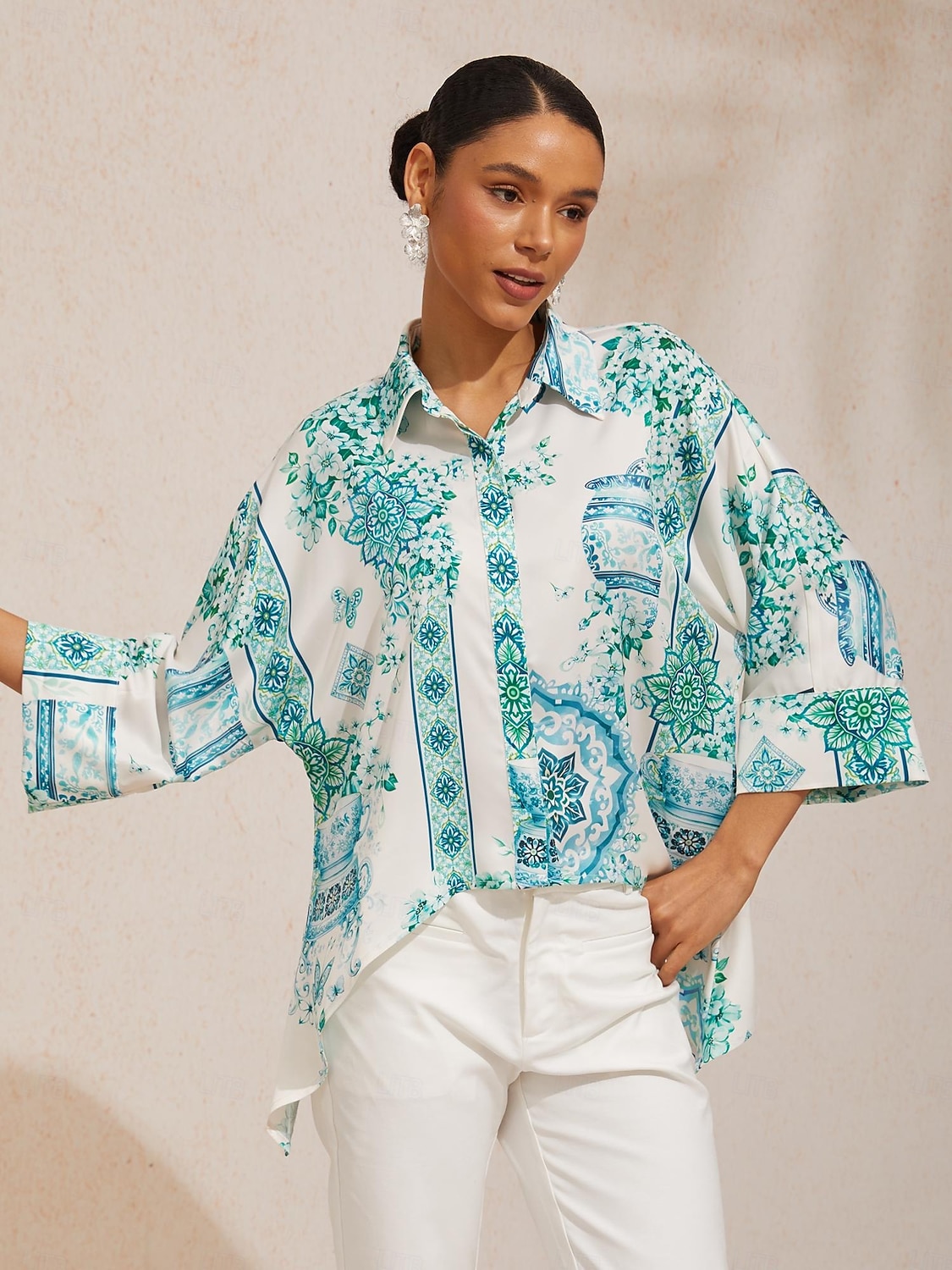 celadon bloom story zijdezacht satijnen shirt met vleermuismouwen 2026 - $67.99 –P8