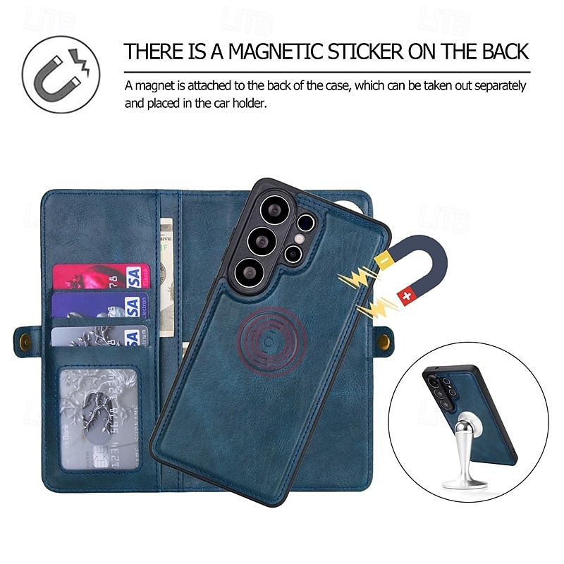 Phone Case For Samsung Galaxy S26 S26 Plus S26 Ultra Wallet Case Detachable Magnetic Full Body Protective Retro PU Leather 2026 - $24.99 –P8