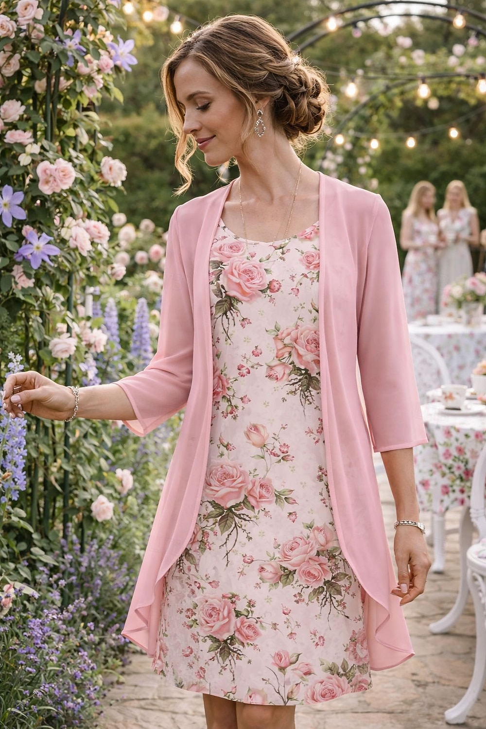 Per donna Insieme del vestito Abito a trapezio Elegante Vacanza Floreale Grafico Stratificato Stampato Abito Midi Manica 3/4 Girocollo Quotidiano Vacanza Blu Rosa Verde Estate Primavera Vestibilit del 2026 a $43.99 –P1