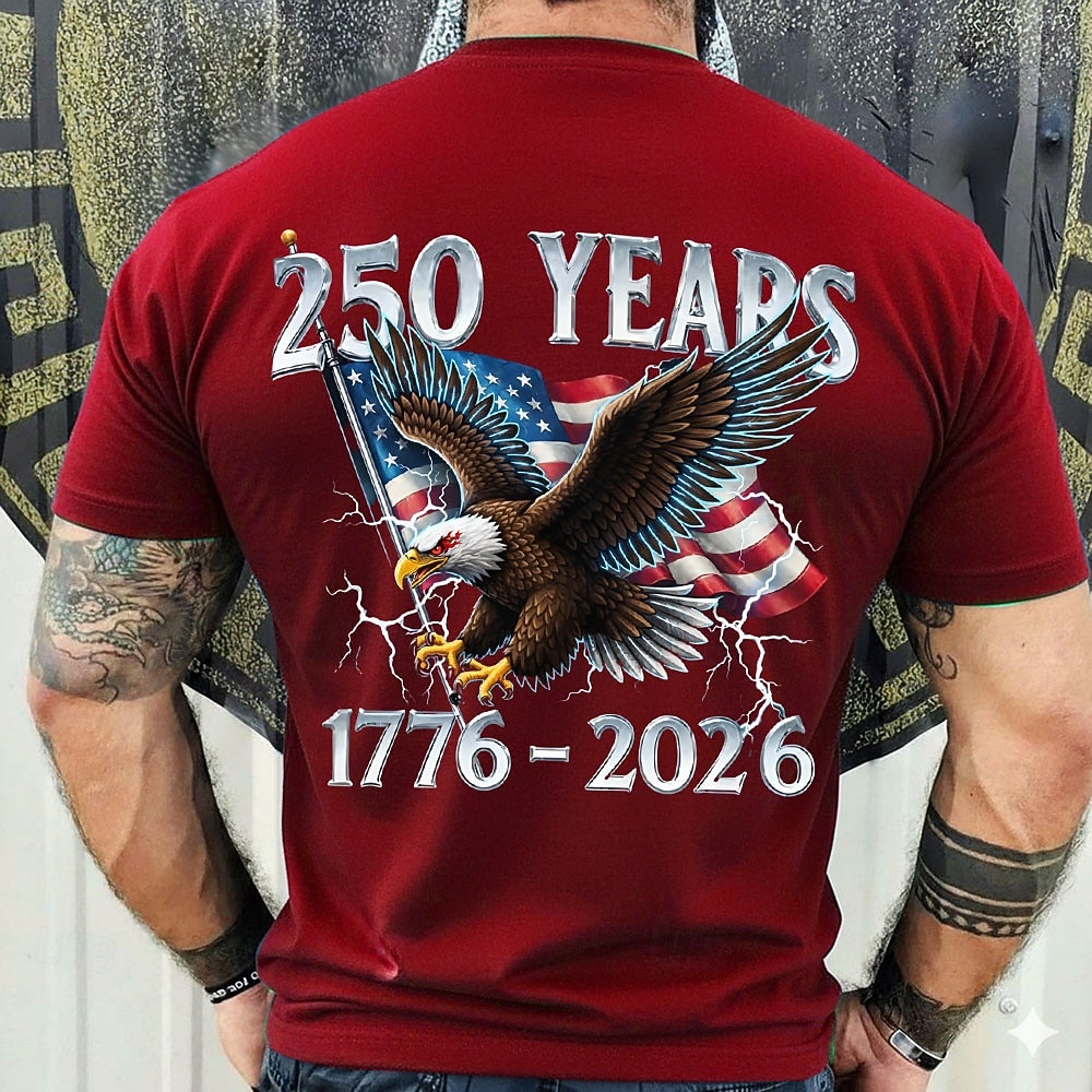 4 luglio 2026 250° Giorno della Memoria Maglietta a Maniche Corte con Stampa 3D Bandiera USA Collo Rotondo da Uomo Quotidiano Street del 2026 a $21.99 –P2