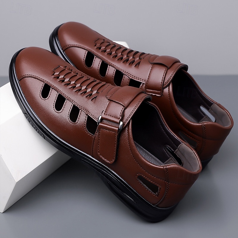 Sapatos casuais masculinos marrons com fivela e recortes, confortáveis para caminhada, ideais para uso diário, viagens, dirigir, escritório, looks casuais de negócios, fins de semana e estilo elegante. de 2026 por $42.99 –P4