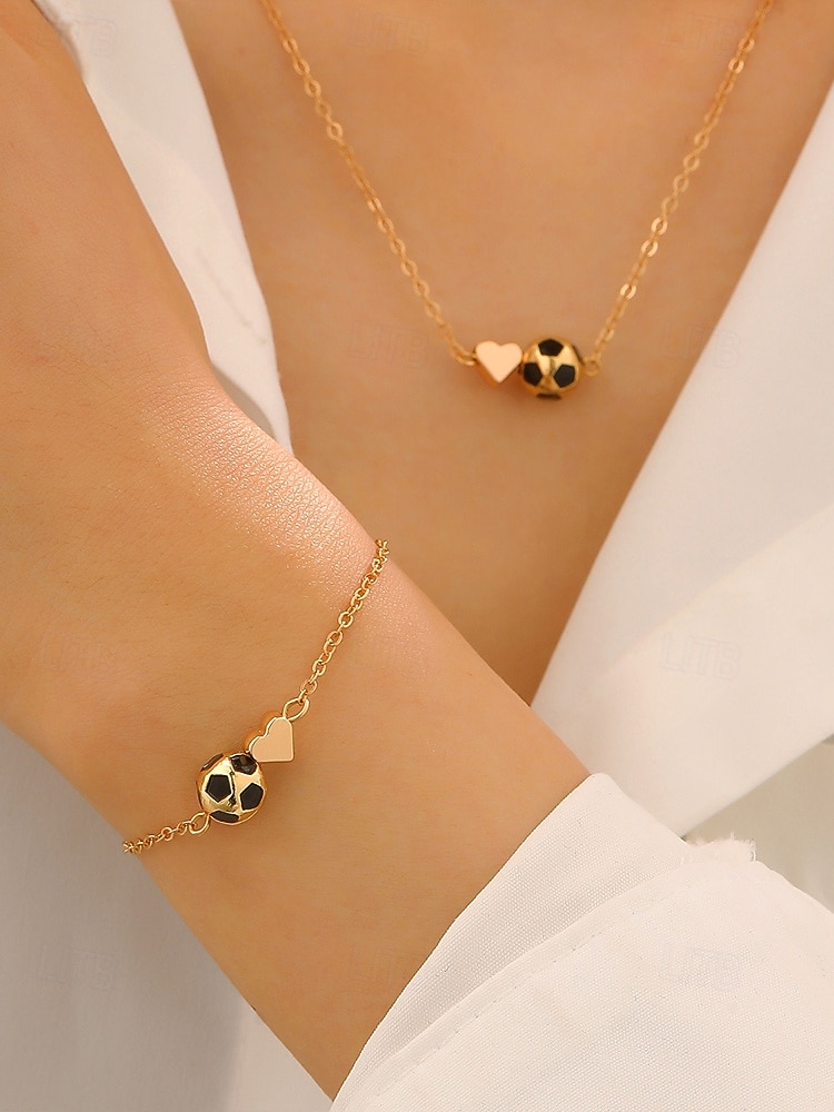 Women's Soccer Ball Pendant Necklace Bracelet Set Alloy Fan Jewelry in Multiple Ball Styles for Soccer Matches, Sports Fans, Casual Daily Wear & Travel Vacation 2026 - $9.99 –P1