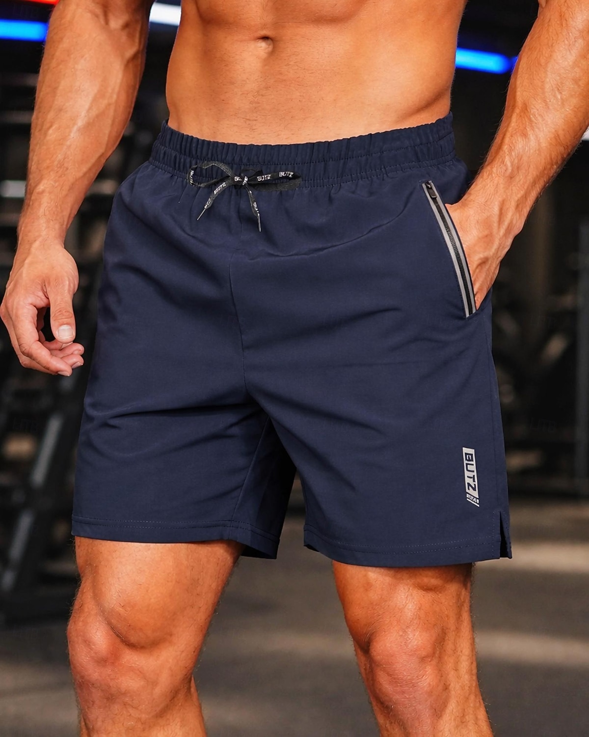 2026年 男性用 ランニングショーツ アスレチックショーツ ジムショーツ ドローストリング ポケット ショートパンツ カジュアル 日常 アウトドア 夏 速乾性 吸汗性 高通気性 ジムトレーニング ジョギング ランニング テイラーフィット スポーツウェア アクティブウェア ダークグレー ブラック ネイビーブルー  コレクション – $13.99 –P1